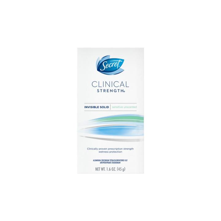 Secret Clinical Strength Sensitive Unscented Invisible Solid Antiperspirant And Deodorant