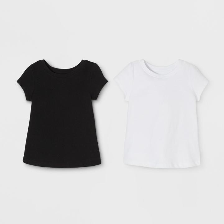 Toddler Girls' 2pk Short Sleeve T-shirt - Cat & Jack Black/white