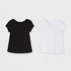 Toddler Girls' 2pk Short Sleeve T-shirt - Cat & Jack Black/white