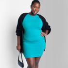 Women's Plus Size Sleeveless Knit Bodycon Dress - Wild Fable Teal Blue