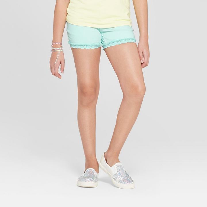Girls' Crochet Jean Shorts - Cat & Jack Aqua