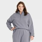 Women's Plus Size Fleece Quarter Zip Sweatshirt - A New Day Dark Gray