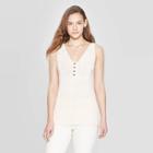 Target Women's Sleeveless V-neck Henley Sweater Tank Top - Universal Thread Cream (ivory)