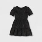 Toddler Girls' French Terry Tiered Short Sleeve Dress - Art Class Black