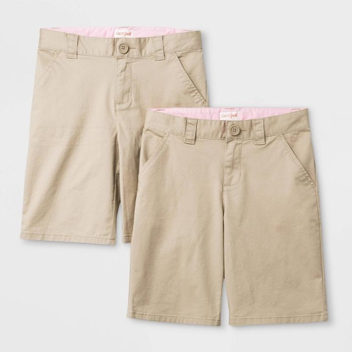 Plus Size Girls' 2pk Uniform Chino Shorts - Cat & Jack Khaki (green)