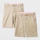 Plus Size Girls' 2pk Uniform Chino Shorts - Cat & Jack Khaki (green)
