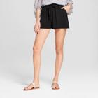 Women's Shorts With Waist Tie And Side Seam Pockets - K By Kersh Black