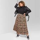 Women's Plus Size Floral Print Tired Maxi Skirt - Wild Fable Black