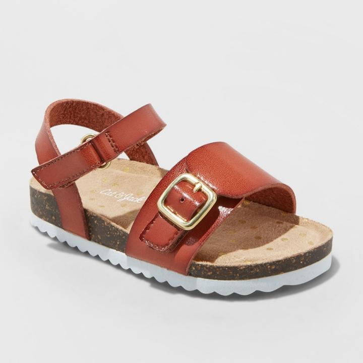 Toddler Girls' Berdie Comfort Foodbed Sandals - Cat & Jack Cognac (red)