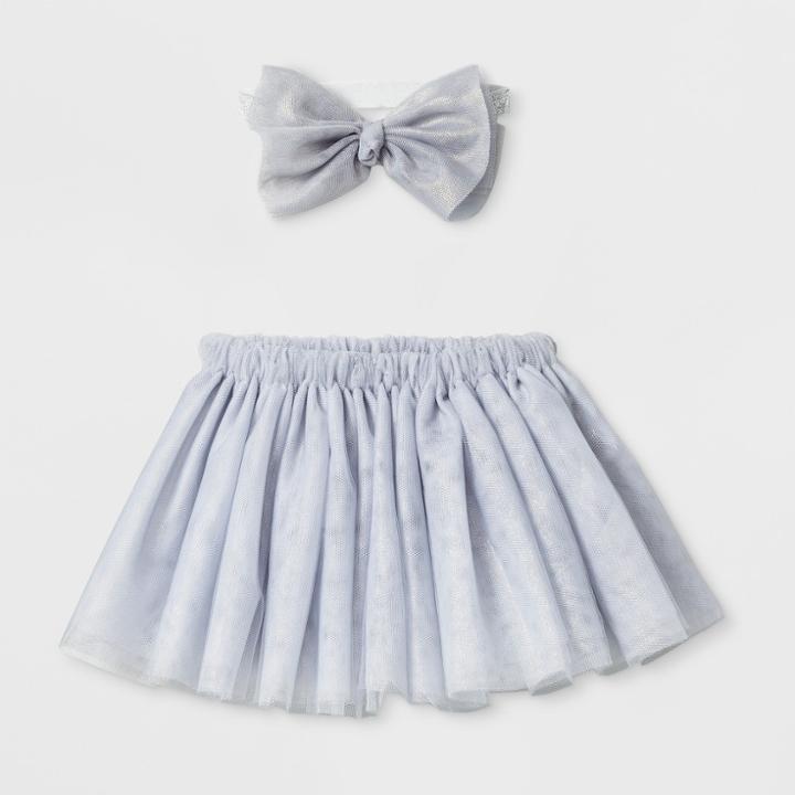 Baby Girls' Tutu And Headband Set - Cloud Island Gray