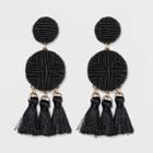 Cord Wrapped Drop With Cluster Tassel Earrings - A New Day Black, Women's