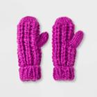 Women's Chunky Knit Mittens - Wild Fable Purple One Size, Women's