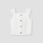 Girls' Ruffle Button-front Short Sleeve T-shirt - Art Class White