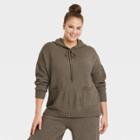 Women's Plus Size Crewneck Hooded Pullover Sweater - A New Day Brown