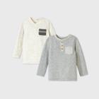 Toddler Boys' 2pk Double Knit T-shirt - Cat & Jack Cream/gray