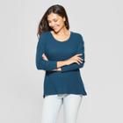 Women's Long Sleeve Lace-up Back Detail Top - Knox Rose Teal
