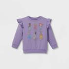 Toddler Girls' Disney Princess Fleece Crew Neck Pullover - Purple