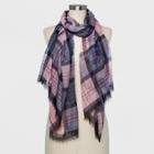 Women's Plaid Recycled Oblong Scarf - A New Day Pink