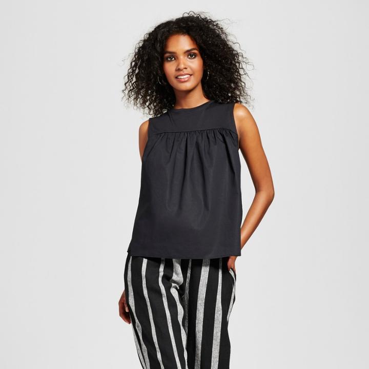 Women's Knit To Woven Tank - Who What Wear Black