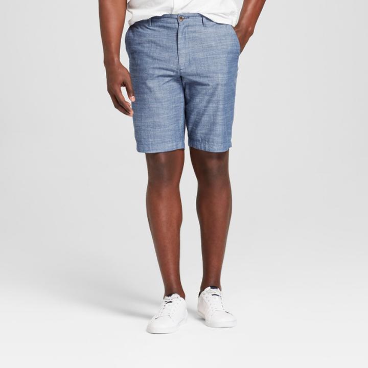 Men's 9 Chambray Linden Flat Front Shorts - Goodfellow & Co Blue Chambray