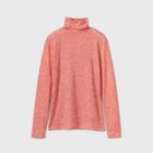 Women's Long Sleeve Turtleneck Cozy T-shirt - A New Day Orange