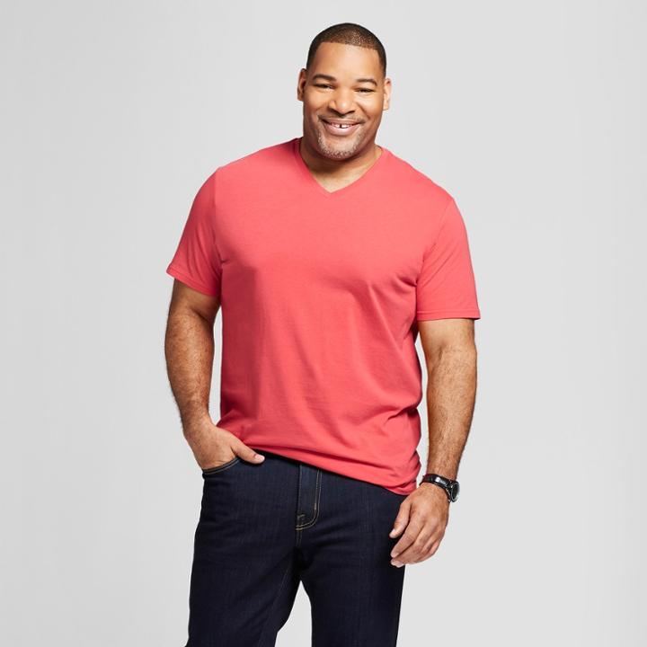 Men's Tall Standard Fit Short Sleeve V-neck T-shirt - Goodfellow & Co Guava Berry