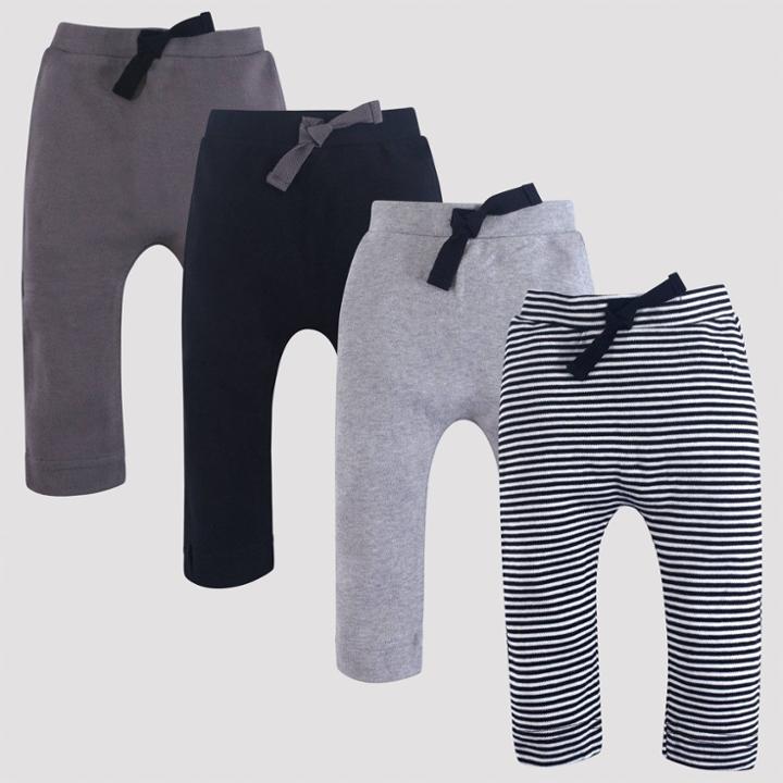Touched By Nature Baby 4pk Harem Organic Cotton Pull-on Pants - Black/gray 0-3m, Kids Unisex