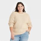 Women's Plus Size Crewneck Pullover Sweater - Ava & Viv Cream X, Ivory