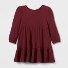 Toddler Girls' Tiered Cozy Waffle Long Sleeve Dress - Cat & Jack Burgundy