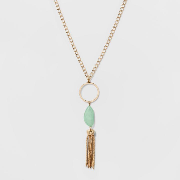 Sugarfix By Baublebar Mixed Media Pendant Necklace With Tassels - Gold/teal, Girl's, Jade