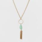 Sugarfix By Baublebar Mixed Media Pendant Necklace With Tassels - Gold/teal, Girl's, Jade