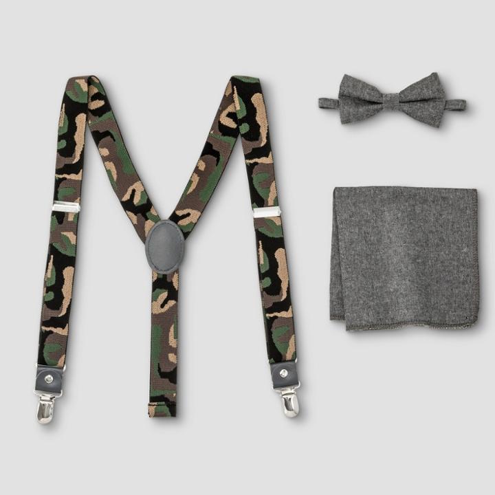 Boys' Camo Suspender, Bowtie & Pocket Square Set - Cat & Jack, Gray