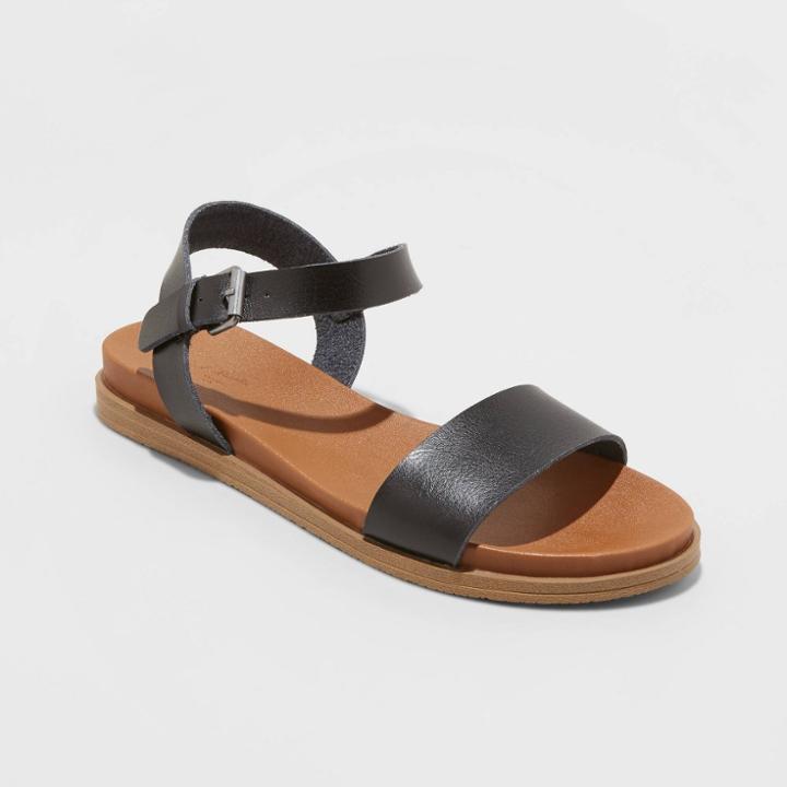 Women's Nyla Wide Width Ankle Strap Sandals - Universal Thread Black 5w, Women's,