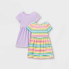 Toddler Girls' 2pk Rainbow Striped Dress - Cat & Jack