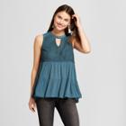 Women's Crochet Keyhole Tank - Knox Rose Dark Teal