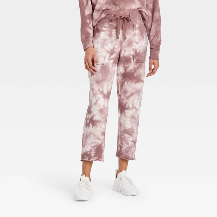 Women's High-waisted Cropped Straight Leg Jogger Pants With Raw Hem - Joylab Coca Mocha