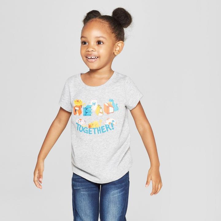 Toddler Girls' Short Sleeve Read Together T-shirt - Cat & Jack Gray