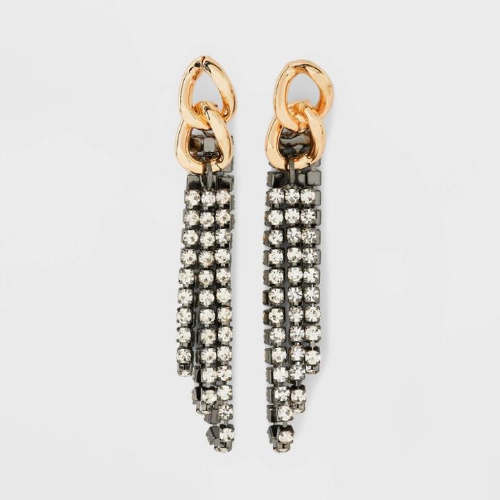 Gold Hematite Stone Chain Earrings - A New Day Clear