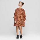 Girls' Long Sleeve Tiered Dress - Art Class Brown