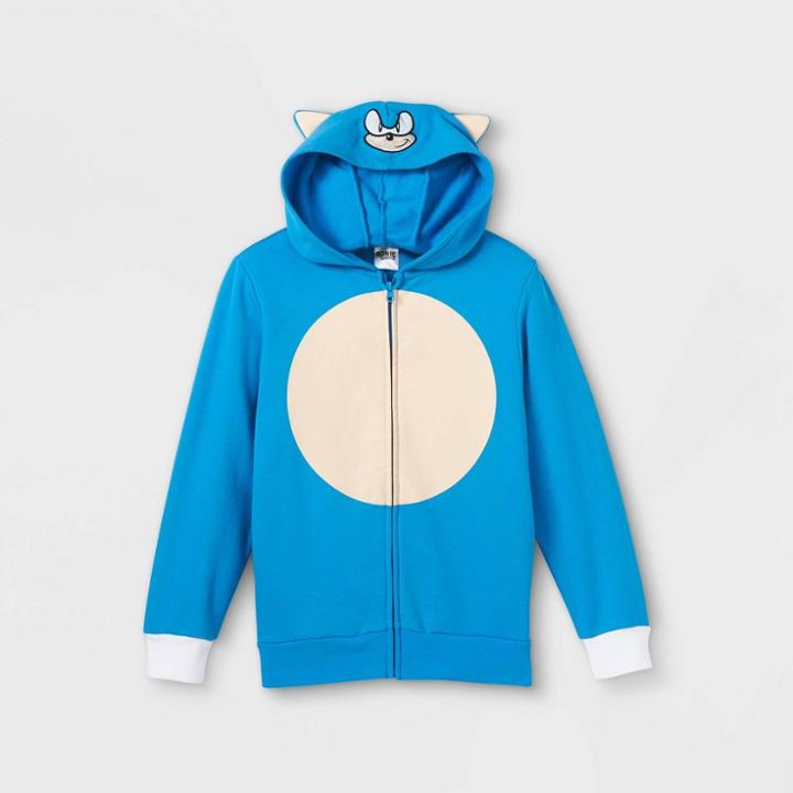 Boys' Sonic The Hedgehog Hooded Zip-up Sweatshirt - Blue