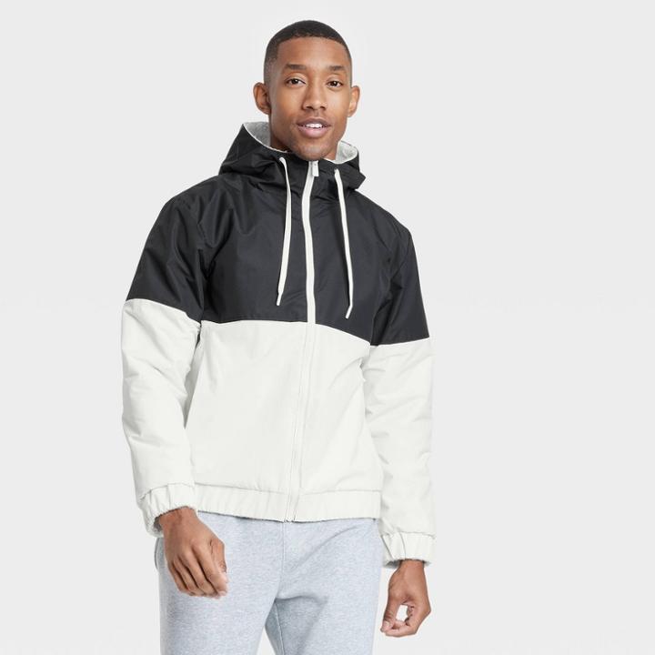 Men's Reversible Windbreaker Jacket - All In Motion Black Onyx/cream
