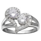 Target Women's Heart Ring With Cubic Zirconia In Sterling Silver - Silver/clear (8),
