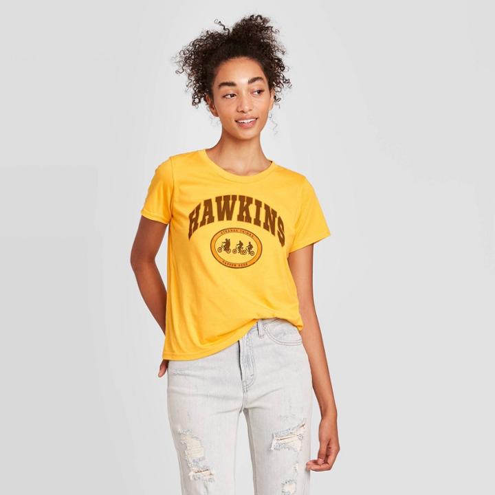 Women's Stranger Things Hawkins Short Sleeve Graphic T-shirt - Yellow