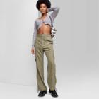 Women's Low-rise Straight Leg Cargo Pants - Wild Fable Olive Green