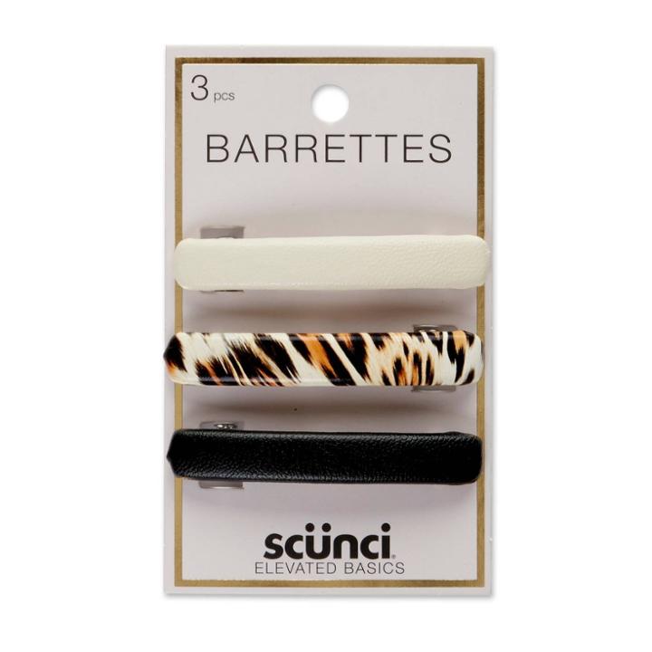 Scunci Barrettes - Tan/leopard/black