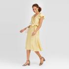 Women's Flutter Short Sleeve V-neck Wrap Maxi Dress - A New Day Lemon Xs, Women's, Yellow