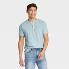 Men's Regular Fit Short Sleeve Henley Shirt - Goodfellow & Co Blue