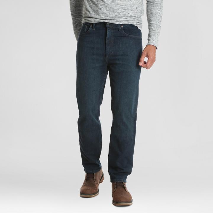 Wrangler Men's Regular Straight Fit Performance Series Jeans With Flex - Dark Denim Wash 34x29, Dark Blue Blue