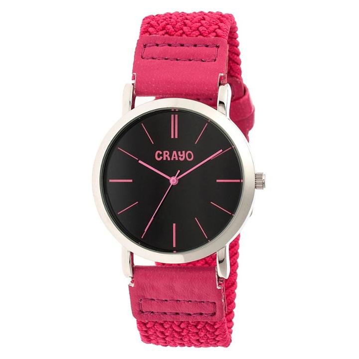 Women's Crayo Symphony Braided Nylon Strap Watch-hot Pink, Hot Pink