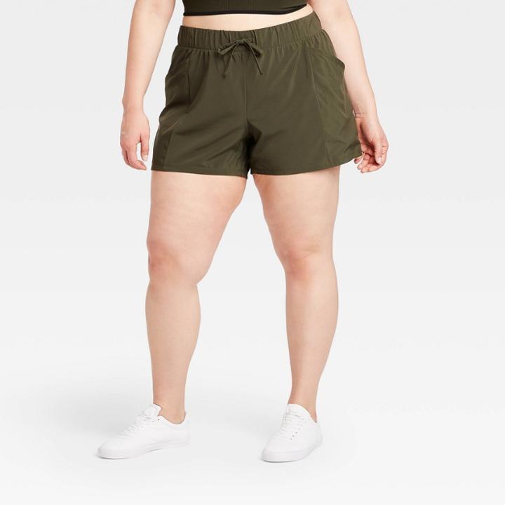Women's Plus Size Move Stretch Woven Shorts 4 - All In Motion Olive Green 1x, Women's, Size: 1xl, Green Green